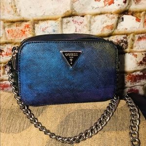 Guess Multi Colorful Metallic Leather Chained Crossbody Bag